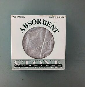 Holiday Design Absorbent Stone 4 Round Coasters with Cork Bottom NEW